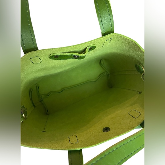 Portland Leather Goods Mini Crossbody Tote Green Apple - Picture 4 of 12